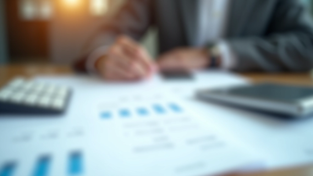 Detailed view of business accounting documents including ledger pages, receipts, invoices, and financial statements organized on wooden desk