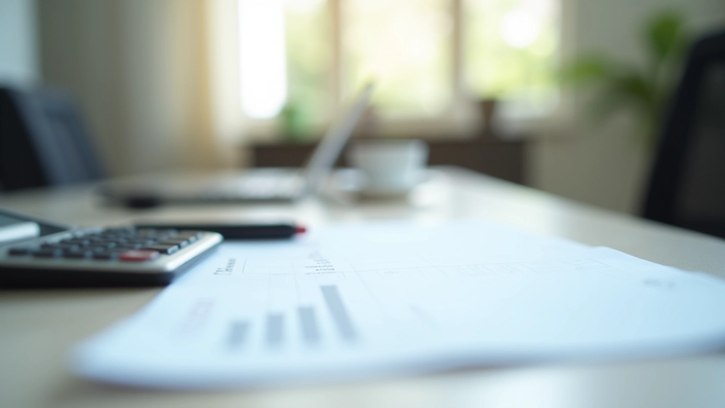 Modern accounting workspace with financial documents and calculator on clean desk