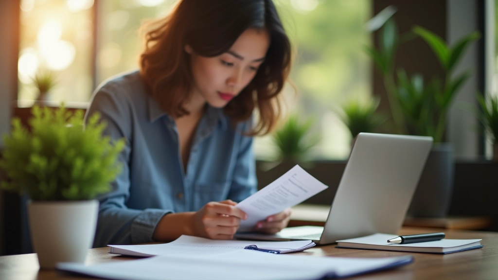 Business owner studying financial materials and accounting documents