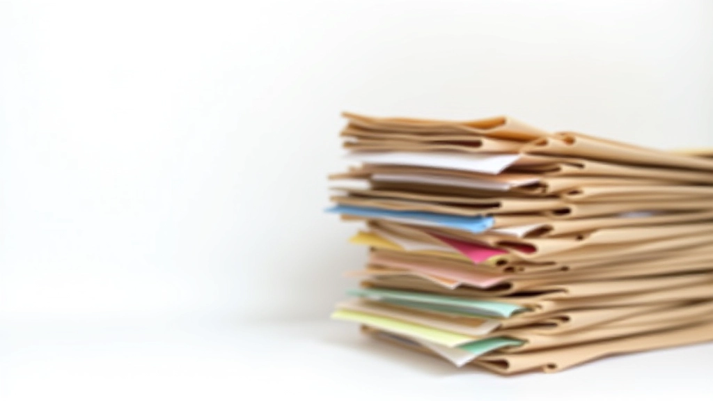 Stack of organized financial documents with folders and color-coded tabs for record-keeping