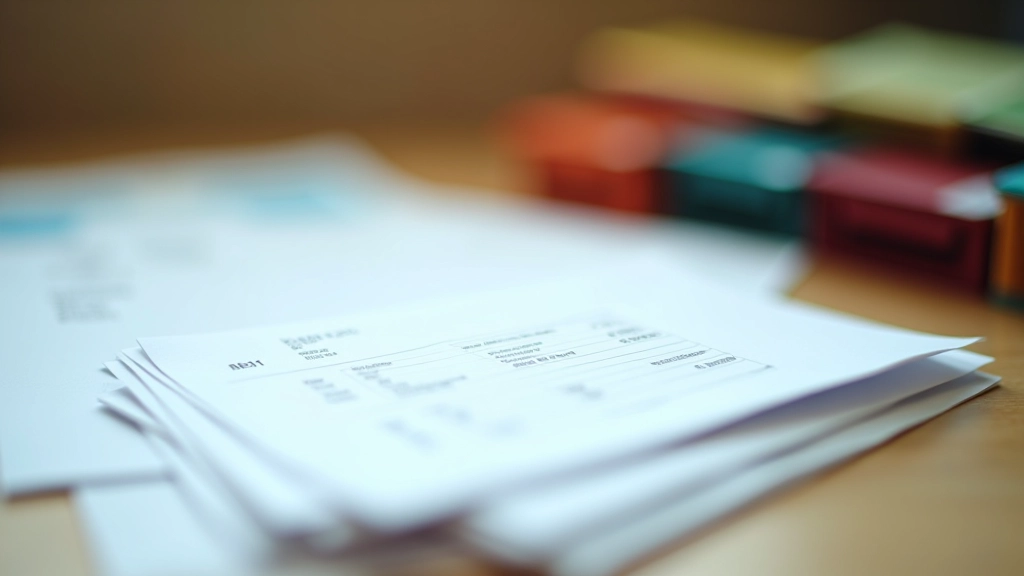 Receipt collection and expense categorization with different colored folders for business categories